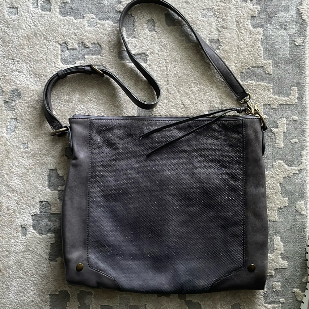 Frye Leather Hobo Satchel Carbon Grey